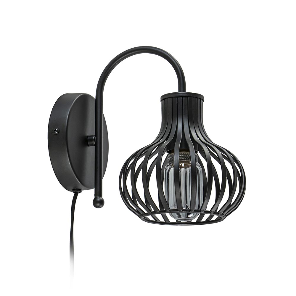 18700001 Scandinavische wandlamp mat zwart met snoer.jpg