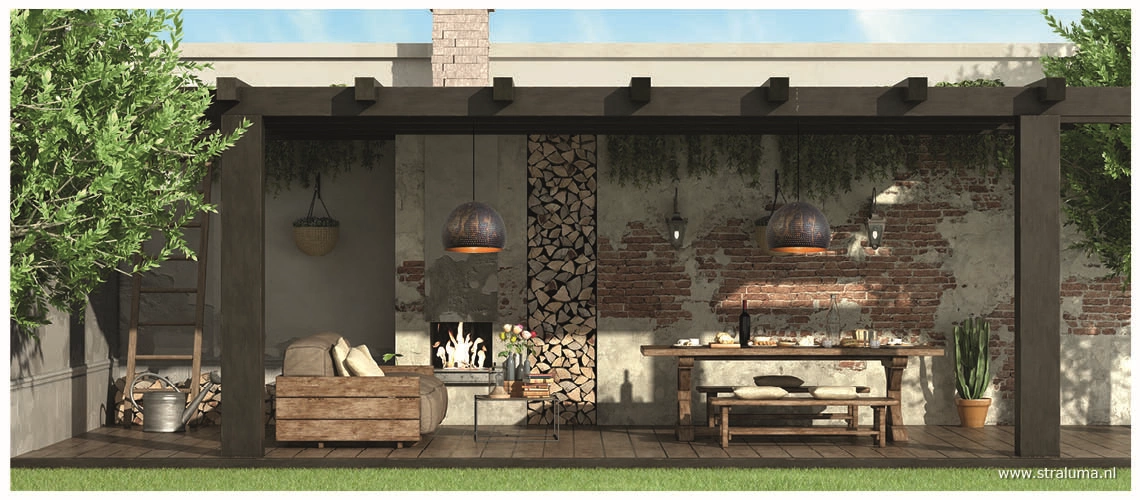 Hanglampen voor onder een overkapping_industriee