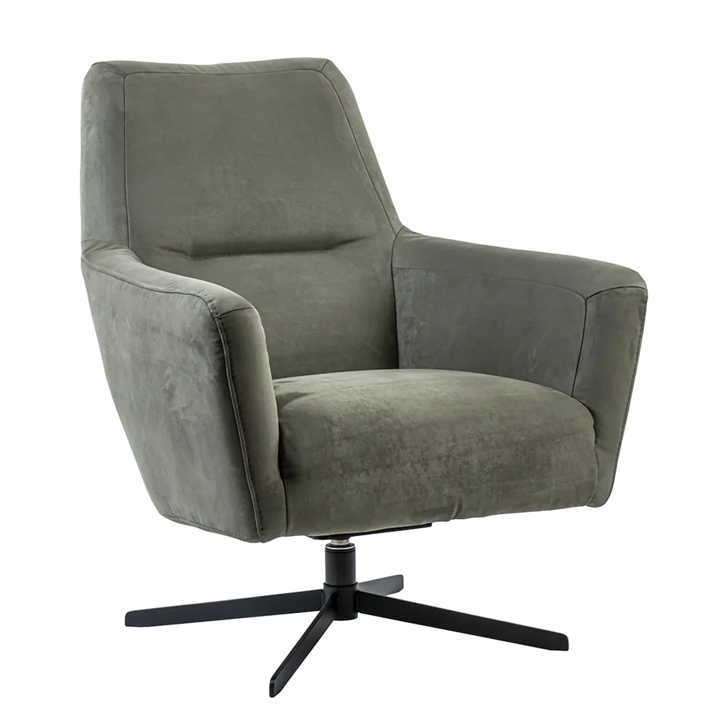 14250006 Draaibare relax fauteuil grijs met zwarte kruispoo