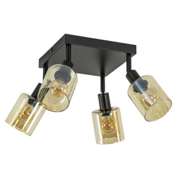 02810009 Vierkante plafondlamp 4 lichts zwart amber glas.jpg
