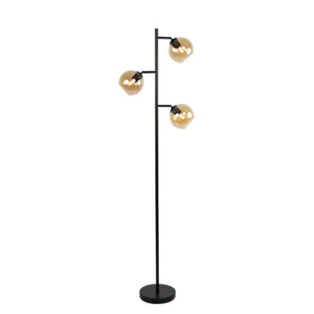 02810018 Stijlvolle vloerlamp zwart met amber glas 3 lichts O15cm.jpg