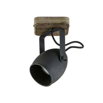 02820239 Stoere plafond wandlamp mat zwart met hout.jpg