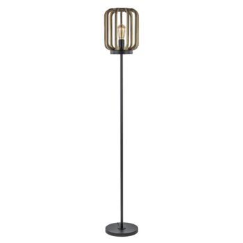 02820291 Mat zwarte vloerlamp met ruw houten kap.jpg