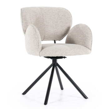 05250055 Eetkamerstoel Rosalin taupe met zwart poot.jpg