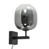 08452118 Trendy wandlamp zwart met smoke glazen kap en snoer.jpg