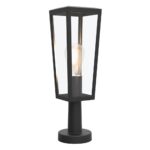 Buitenlamp lantaarn op voet zwart met helder glas