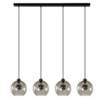 Hanglamp 4-lichts balk zwart + smoke glas 25cm