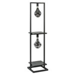 Vloerlamp zwart met houten plankjes