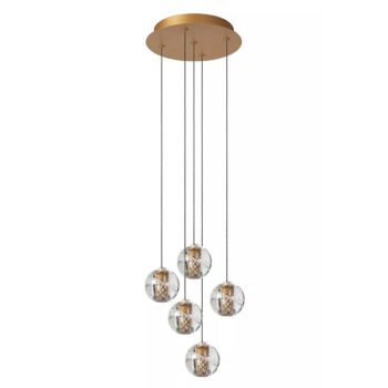 12700286 Ronde 5lichts LED hanglamp goud met helder glas.jpg
