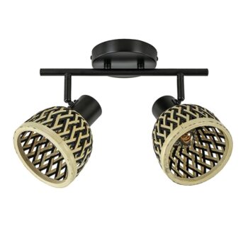 18700022 2Lichts plafond wandlamp zwart met bamboe kappen.jpg