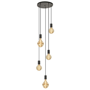 19350104 5Lichts vide hanglamp met grote pendels.jpg
