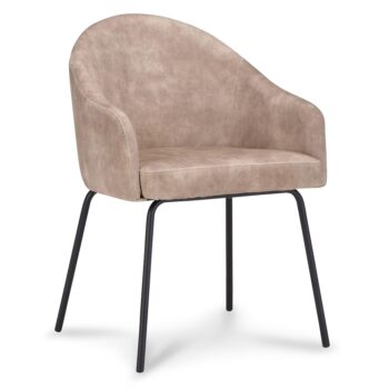 23100072 Stoffen armstoel sand met smalle metalen poot.jpg