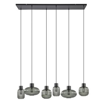 23220106 Stijlvolle 6lichts eettafelhanglamp zwart met smoke glas.jpg