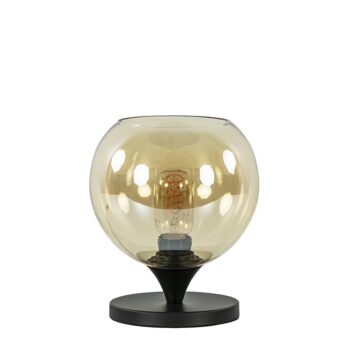 23220168 Kleine tafellamp zwart met amber glazen bol 20cm.jpg