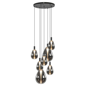 23400001 7 Lichts ronde LED hanglamp zwart met smoke glas.jpg